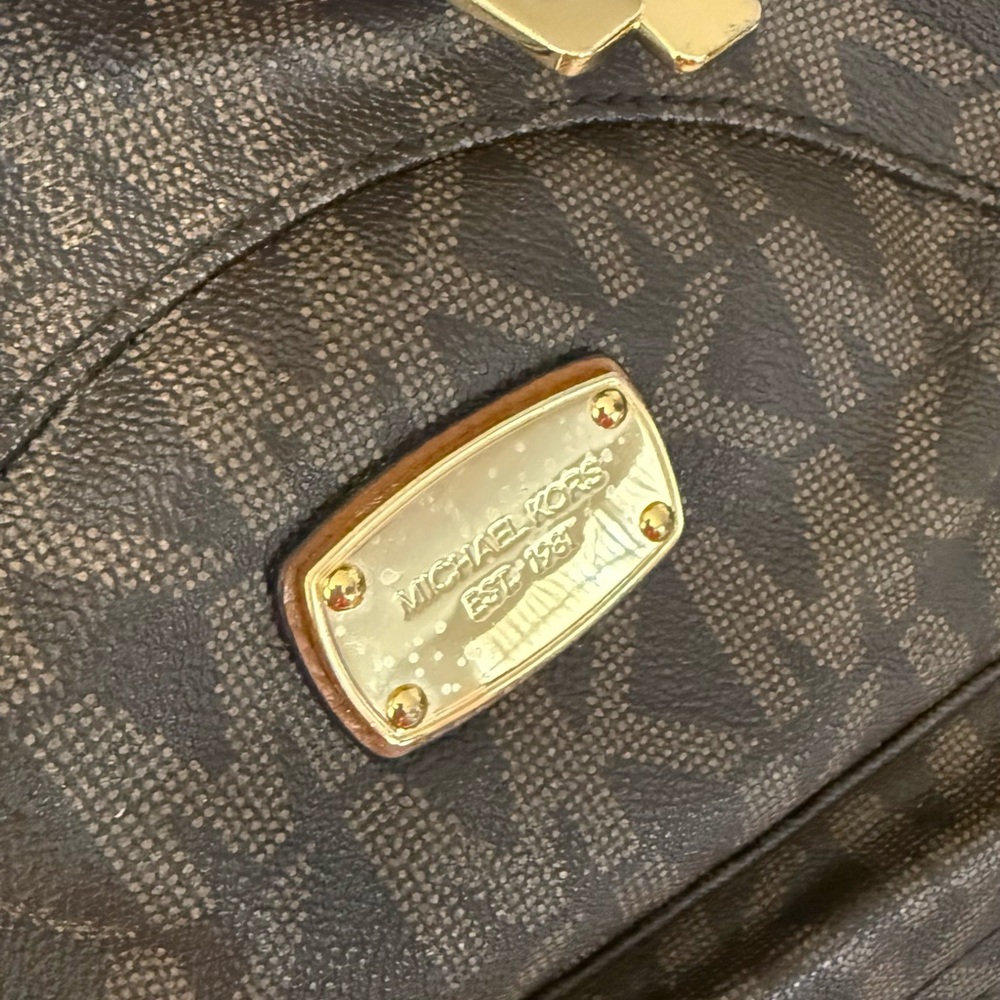 Michael Kors Brown Monogram Backpack with Gold Hardware - Picture 6 of 10
